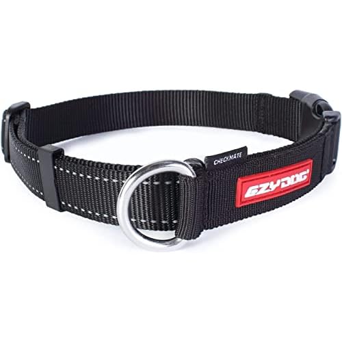 EzyDog Checkmate Martingale Collar for Dogs Premium Nylon Training Dog Collar for Easy Control with no Choking Small, Black