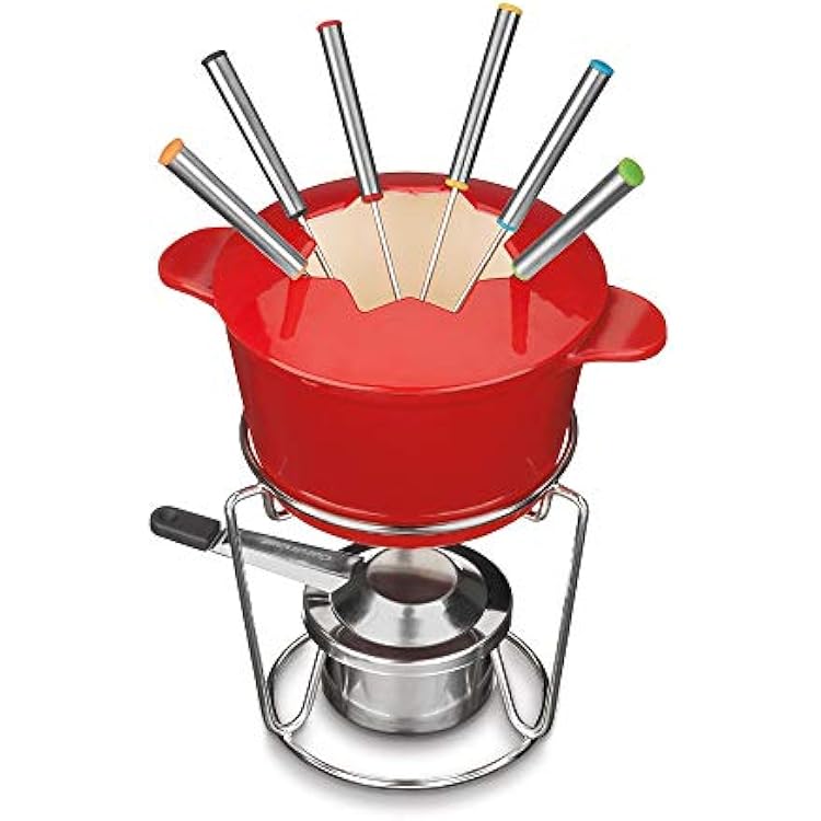 Cuisinart 13-Piece Cast Iron Fondue Set, Red