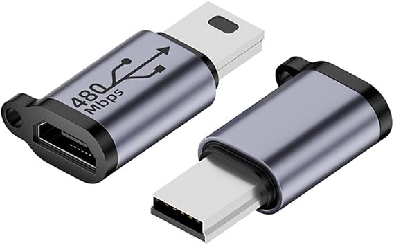 2Pack Mini USB Male to Micro USB Female Adapter Charge Data Sync | Robust compact body, simultaneous charging and data sync, plug and play, perfect fit for PS3 game controller