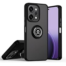QUIETIP Case Compatible with Oppo Reno 14 Pro with Screen Protector,TPU + Hard PC Magnetic Ring Car Mount Stand Cover,Black