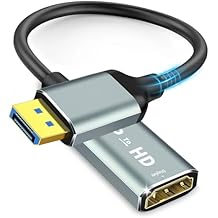 4K Display Port to HDMI Adapter, Uni-Directional Display Port Computer to HDMI,Plug & Play Converter with Audio & Video Sync for HDTV/Monitor/Projector/PC, Durable Gold-Plated Connectors
