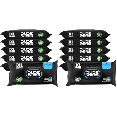 DUDE Wipes - Flushable Wipes - 12 Pack, 288 Wipes - Unscented Extra-Large Adult Wet Wipes - Vitamin-E & Aloe - Septic and Sewer Safe