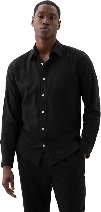 Gap Men's Linen Long Sleeve Shirt Standard Fit
