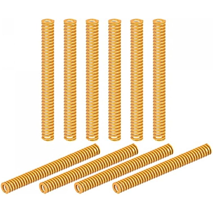 uxcell 3D Printer Die Spring, 10mm OD 100mm Long 10pcs Spiral Stamping Light Load Compression Mould Die Springs for 3D Printer Electric Part, Yellow