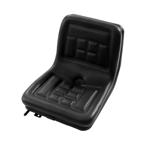 Universal Lawn Tractor Seat Replacement - Compact High Back Mower Seat with Adjustable Position and Central Drain Hole - Comfortable and Durable Black Seat for Forklifts, Dozers, Tractors, and More