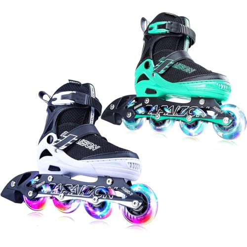 PAPAISON White Black XLarge Inline Skates with Light Green XLarge Inline Skates