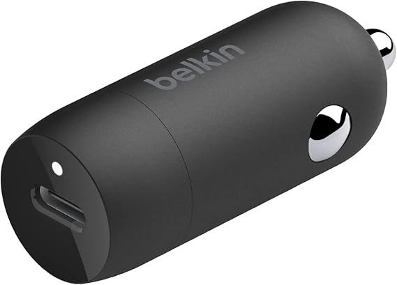 Belkin BoostCharge 30W Compact USB-C Car Charger, Black