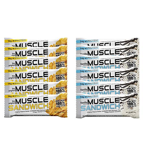 Muscle Foods Muscle Sandwich Bars, Variety Pack | Real Ingredients, Whey Protein Isolate, High Protein Bars, 2-Ounce Bars 12 Count