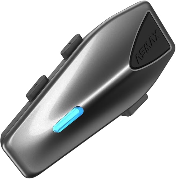 ASMAX S1 Motorcycle Bluetooth Headset with Smart Voice Control, 1 Pack | 8-Rider Mesh Helmet Intercom, ENC Noise Cancellation, Bluetooth 5.4, OTA Update, EQ Modes, Music Share, IPX7 Waterproof, FM