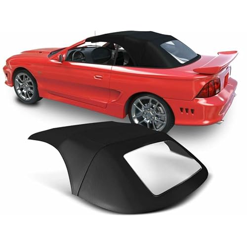 Replacement Convertible Soft Top with Plastic Window Black Mechanics Choice for Ford Mustang 1994-2004 2 Door