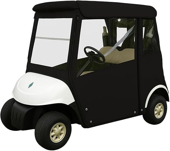 Golf Cart Cover 3-Sided Over-The-Top Cart Cover for EZGO RXV Drivable Golf Cart Cover Enclosure Sunbrella Canvas - Cart Cover for Golfers Fits Golf Bags, Utility Box