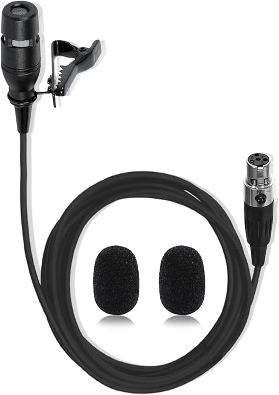 Black Lapel Mic Lavalier Microphone Compatible with Shure