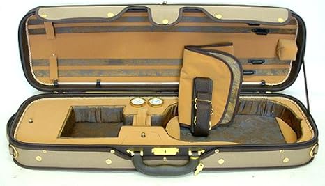 Luxury Euro-Style 4/4 Violin Case Oblong Tan/Light Brown/Tan