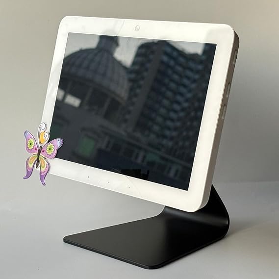 Aluminum Tilt & Swivel Stand for Echo Hub - Adjustable 360 Rotation, Durable Desktop with Anti-Slip Base, Smart Home Display for Kitchen, Office & Living Room, Black