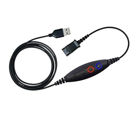 QD USB Phone Headset Adapter Cable Compatible with Plantronics Quick Connect Volume & Mic Controls
