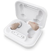 Hearing Aids for Seniors - Charging Case & Rechargeable with 48+ Hour Battery. Enjoy Clear Sound with 2 Earbud Types (Feedback-Free & Comfort Fit). Auto On/Off for Ease