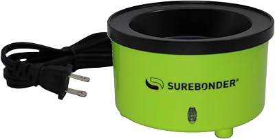 Surebonder Mini Hot Glue Skillet, 3-inch Diameter, 0.75-inch Depth, Dip Crafts Directly Into Pot of Hot Glue, Floral, Wreaths, Jewelry, Green
