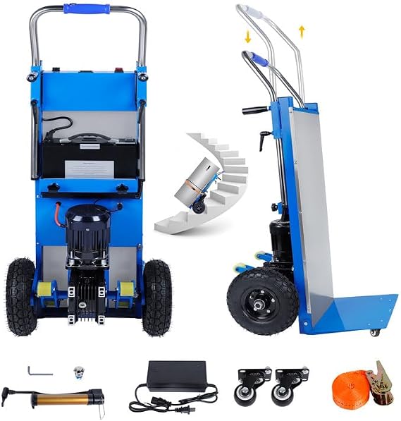 Electric Stair Climbing Dolly, 1200W Electric Hand Trucks Foldable, 880lbs Capacity Powered Stair Climbing Hand Trucks Dolly Cart with 4M Safety Rope, for Furniture Logistics Warehouse