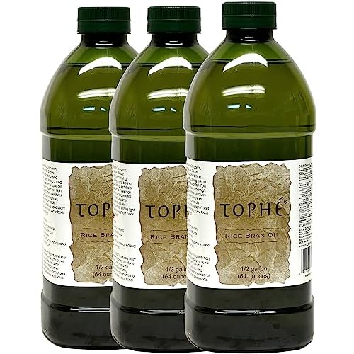 RICE BRAN OIL | All Natural, Made from 100% Non-GMO Rice | Rich in Vitamin E and Gamma-Oryzanol | Unfiltered, Non Winterized, No Trans Fat | 3-Pack 12 Gallon By Tophe