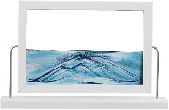 KB collection Window Ocean View Moving Sand Art - White- Original Moving Sand Picture A Relaxing Desktop Sandscape, Landscape Liquid Motion Sands - Handcrafted in Austria
