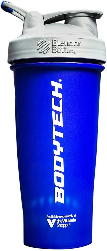 BodyTech Shaker Bottle with Wire Whisk BlenderBall - Leak-Proof Mixing for Protein Shakes - Blue (28 fl oz)