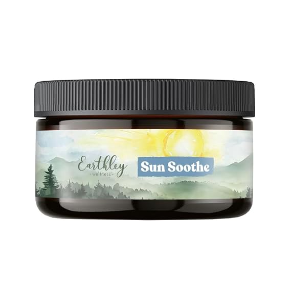 Earthley Wellness Sun Soothe After-Sun Lotion, Natural After Sun Care for Burn Relief, Botanical Skin Recovery Cream with Mango Butter, Calendula, Lavender, Family-Friendly (8 oz)