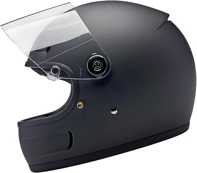 Biltwell Gringo SV ECE R22.06 Motorcycle Helmet - Flat Black Large - Classic Full Face with Shield and Vents
