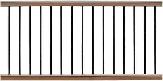 NewTechWood - Ultrashield Hemispheres 36 in. x 3 in. x 6 ft. Composite LevelStair Railing Kit Peruvian Teak