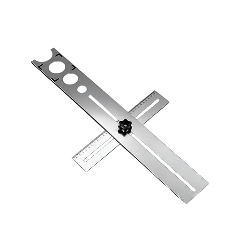 Adjustable Ceramic Tile Hole Locator, Stainless Steel Positioning Ruler with 360 Rotating Measuring Guide, Multi-Size Hole Template for Ceramic Marble Glass Wall Tile Installation and Drilling