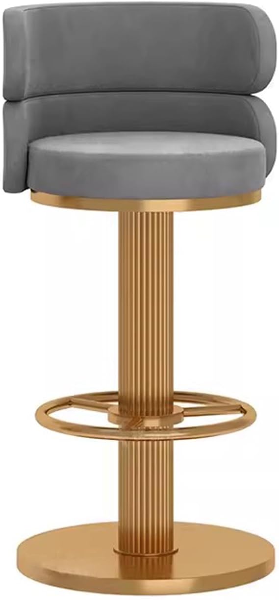 Velvet Bar Stools, Modern Upholstered 360 Swivel Bar Chairs with Back and Footrest, Adjustable Height Counter Height Bar Stools for Kitchen Island
