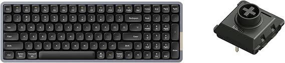 LOFREE Flow100 Low Low Profile Mechanical Keyboard, 75 Percent Rechargeable Wireless Keyboards with Bluetooth and Wired Connection, Black Phantom Tactile Switches and Ghost liear Switches