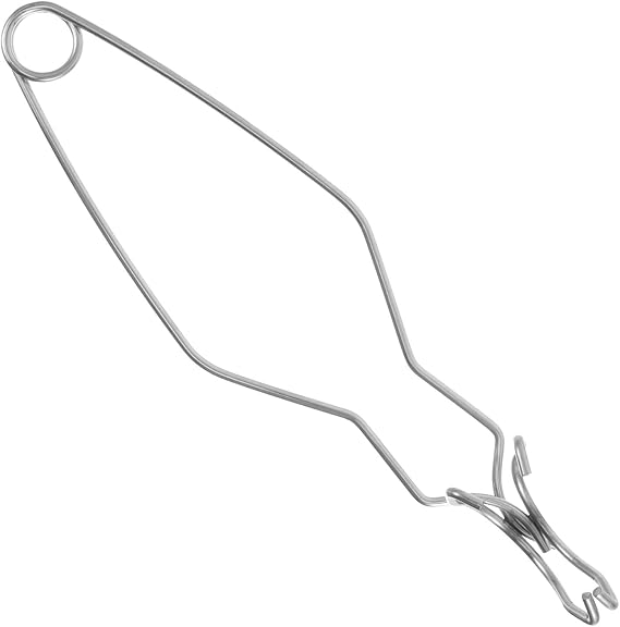 Crucible Tong Long Metal Clamp for Beaker Flask Use Silver