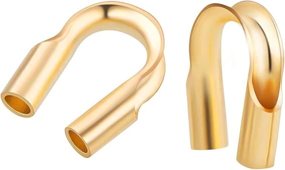 BENECREAT 30pcs 14K Gold Plated Brass Wire Guardian Wire Protector U Shape Findings Guard Loops for Earring Bracelet Necklace Jewelry Making, Wedding Gift DIY, 4x4x1mm