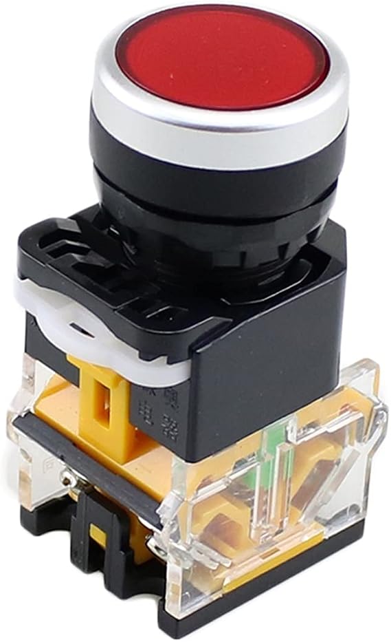 LA38-11/203 Automatic Momentary Reset Push Button Switch Heavy Duty Power Drop Ship Green Red (Color : Red)