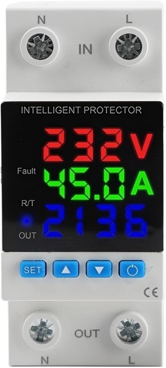 63A Din Rail Adjustable Digital Over Voltage Under Relay Current Protection kWh 220V Energy Meter leisurely