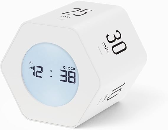 mooas Multi-Hexagon Clock Timer, Cube, Backlight, Countup/Down (White)