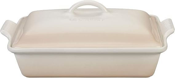 Le Creuset Stoneware Covered Rectangular Casserole, 12" x 9", Meringue