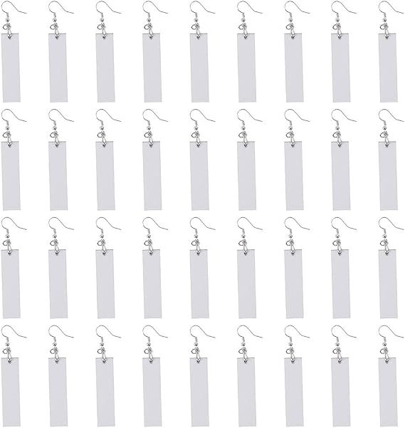 36 Set Sublimation Rectangular Earrings Blank Printing Unfinished Earrings Earring Pendant with Earring Hooks for DIY