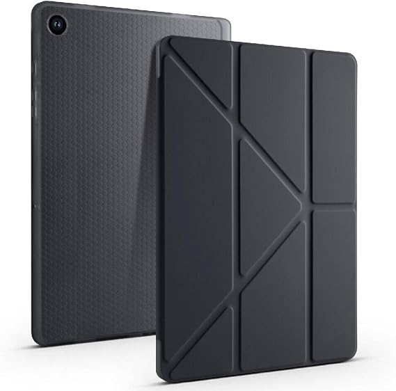 Aksesuarcim Samsung Galaxy Tab A11 Plus SM-X230 X236 X238 ile Uyumlu Kılıf Silikon Yumuşak Kalem Bölmeli Esnek 4 Farklı Stand Olabilen Tablet Kılıfı Siyah