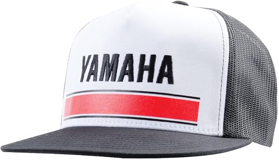 YAMAHA Snapback Racing Hat Team, Classic Logo, Throwback Logo One Size Fits Most - Vintage White/Black