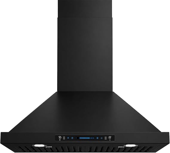 JOCO 30 Inch Black Wall Mount Range Hood, 900 CFM, Gesture Touch Remote
