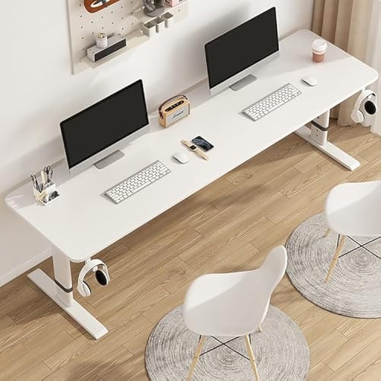 Height Adjustable Desk Standing Desk Height Adjustable from 65 to 100 cm Sit Stand Table Easy to Assemble Suitable for a Variety of OccasionsWhite,140cm
