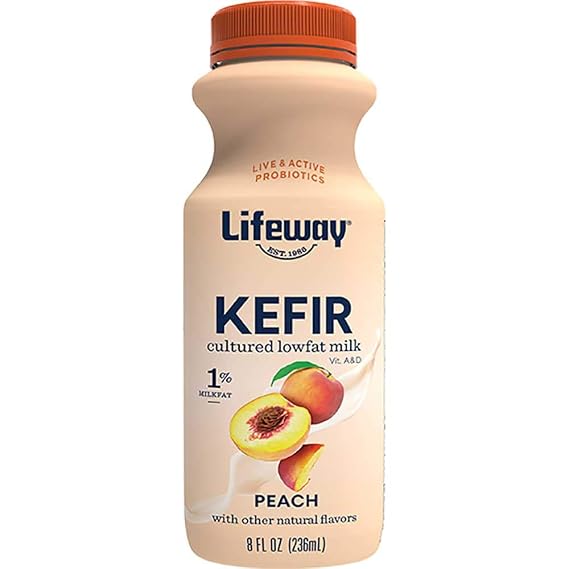 Lifeway Low Fat Peach Kefir, 8 Fluid Ounce -- 6 per case.