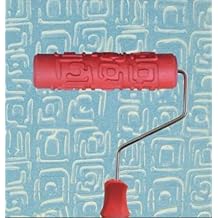 Psivika 7" Art Roller DIY Patterned Paint Roller Wall Painting Pattern Roller Decorative Texture Roller Rubber Roller with Handle for Wall Treatments, Furniture and Cabinetry Finishes (7-GT086)