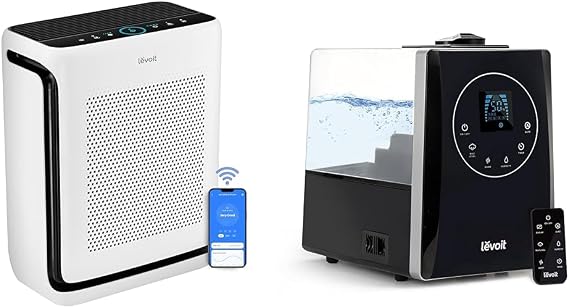 LEVOIT Air Purifiers for Home Large Room Up to 1900 Ft2 in 1 Hr with Washable Filters & LV600HH 6L Warm and Cool Mist Ultrasonic Humidifier