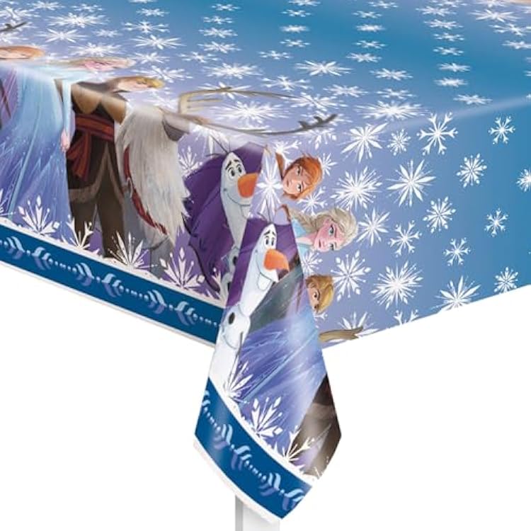 Disney Frozen 2 Rectangular Plastic Table Cover - 54 x 84 1 Pc. - Stunning Rectangular Plastic Table Cover, Featuring Elsa & Anna