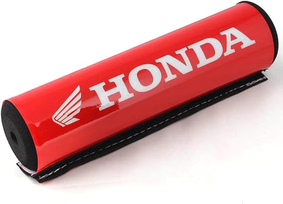 Short Red Pad & White Text Soft Cushion High-Density Foam Crossbar Handlebar Protectors for ATVs Motorcycles Bikes (7.87in Long)