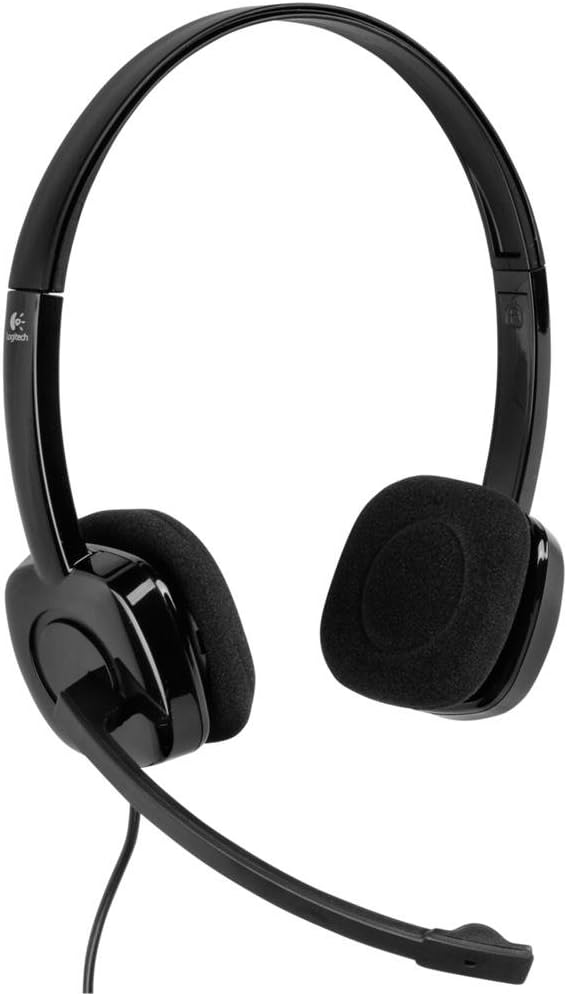 Logitech H151 Wired Stereo Over-Ear Headset with Microphone, 3.5 mm Jack Input, Cable Control Feature, Black