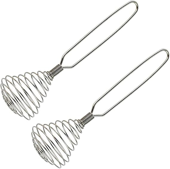 Stainless Steel Spring Coil Whisk Set 2 Pack, Wire Whip Egg Beater, Kitchen Cookware Hand Mixer For Cooking, Mixing, Blending, Beating, Stirring, 8.7 Inch