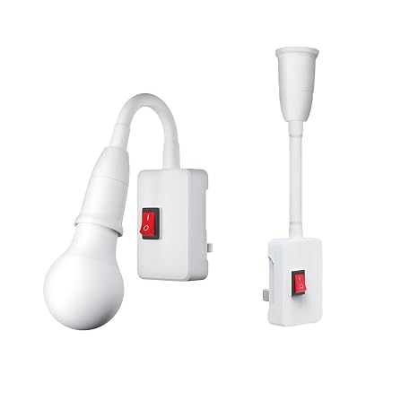 E26/E27 Plug in Light Socket, Light Socket Outlet Adapter, Flexible Neck Extension Lamp Bulb Holder Converter with on/Off Switch, Light Extender for Night Light Wall lamp Bases.1Pcs